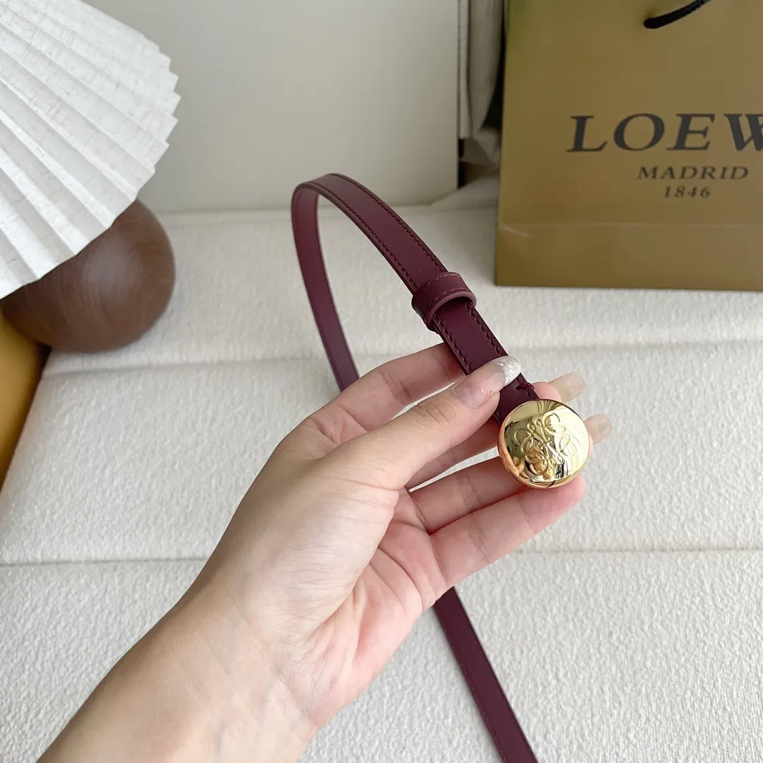 LOEWE 酒赤色 光滑牛革ベルト 1.5cm