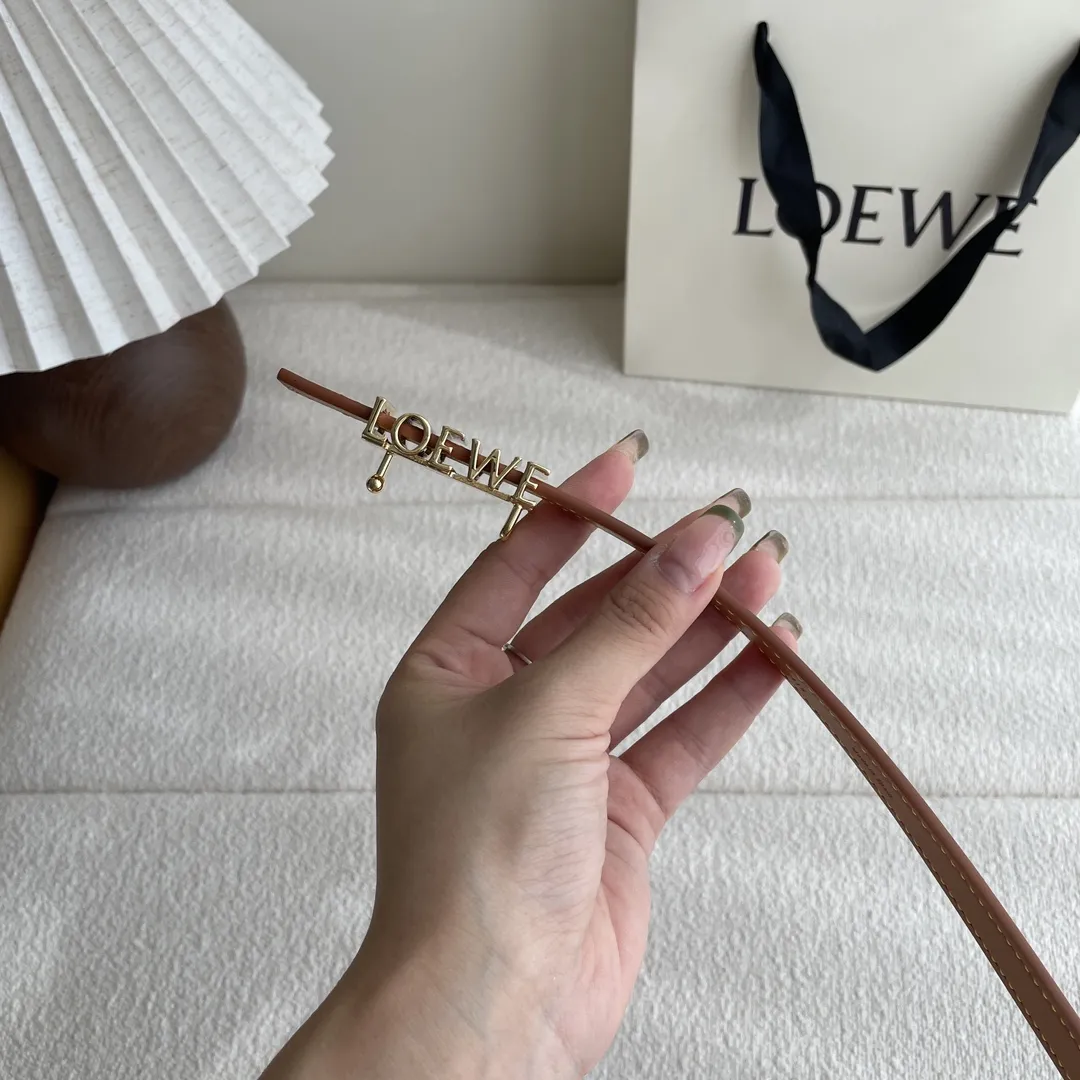 Loeweクラシックカalfレザーベルトブラウン几何バ buckle - 画像 (4)