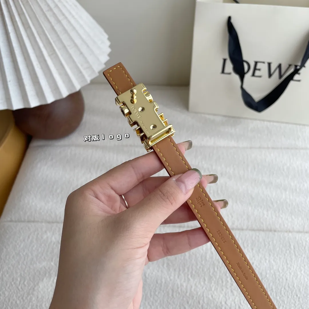 Loeweクラシックカalfレザーベルトブラウン几何バ buckle - 画像 (5)