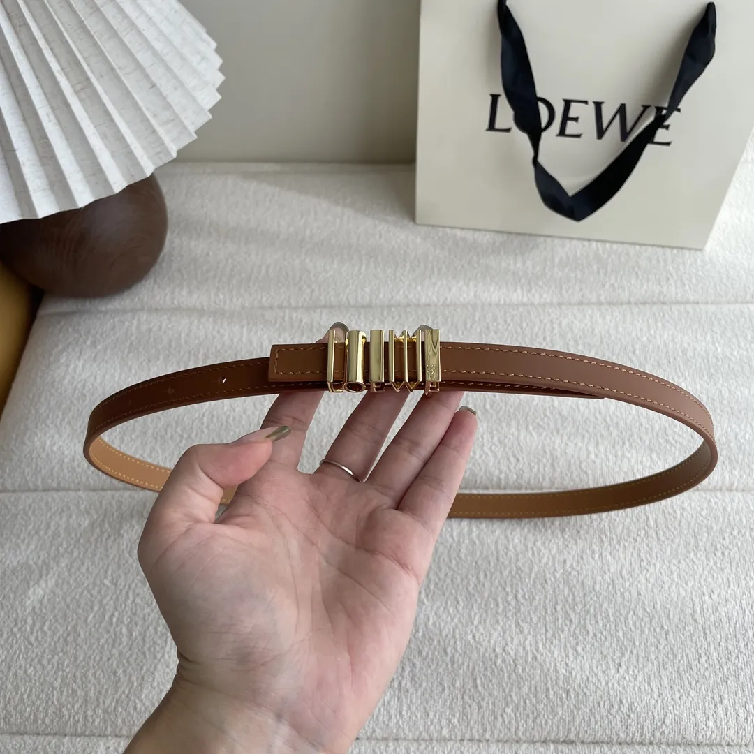 Loeweクラシックカalfレザーベルトブラウン几何バ buckle - 画像 (6)