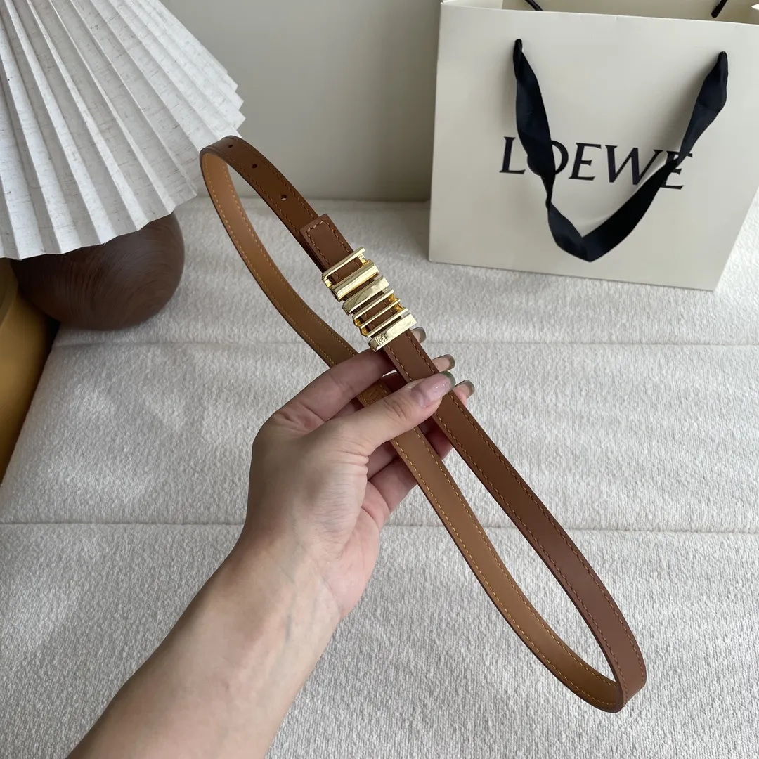 Loeweクラシックカalfレザーベルトブラウン几何バ buckle - 画像 (7)