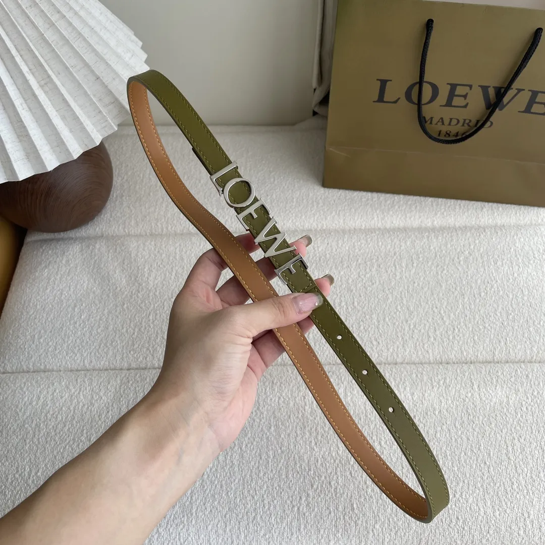 LOEWE オリーブ色 スムースレザーベルト - 画像 (7)