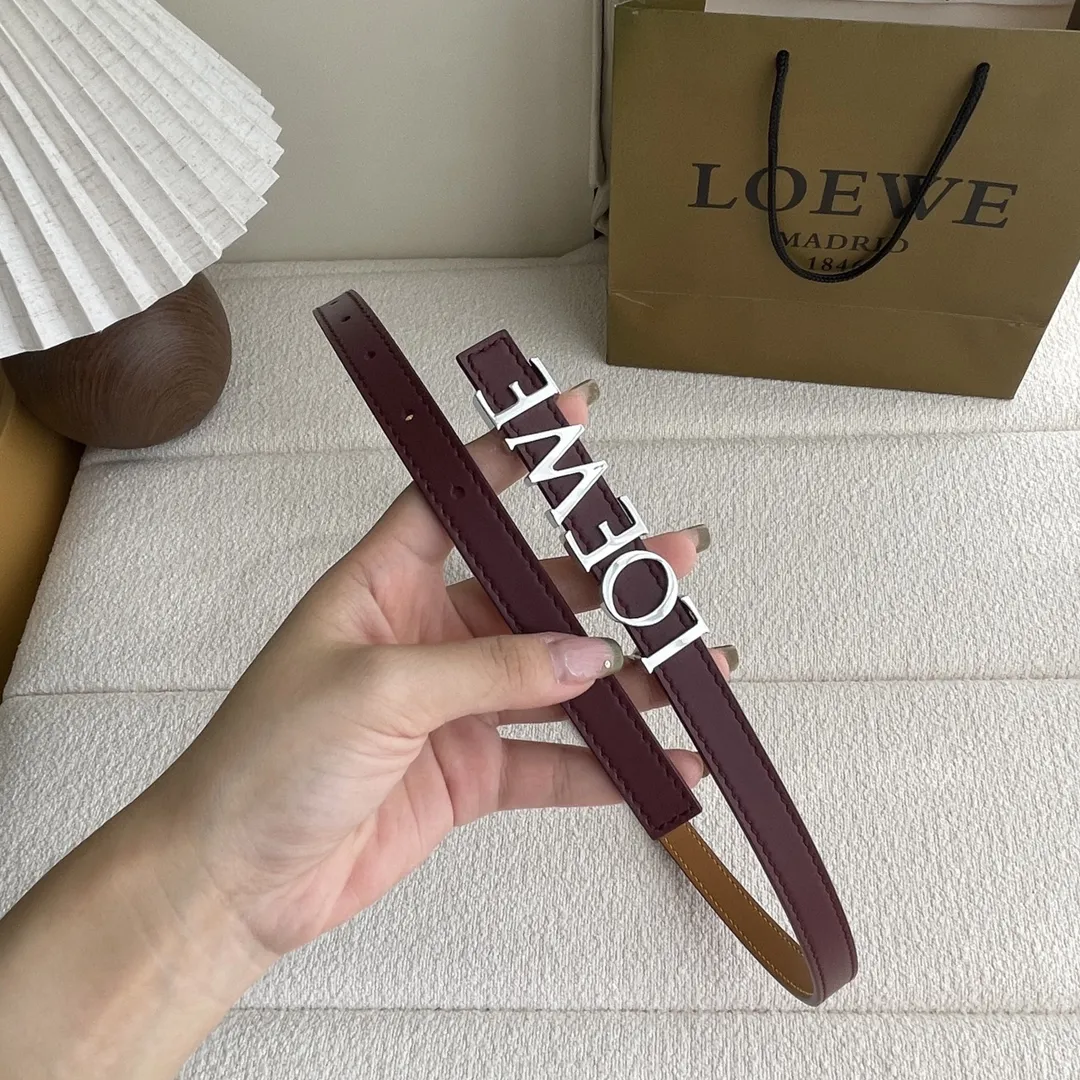 LOEWE ワインレッド 光滑牛革ベルト 1.5cm - 画像 (3)