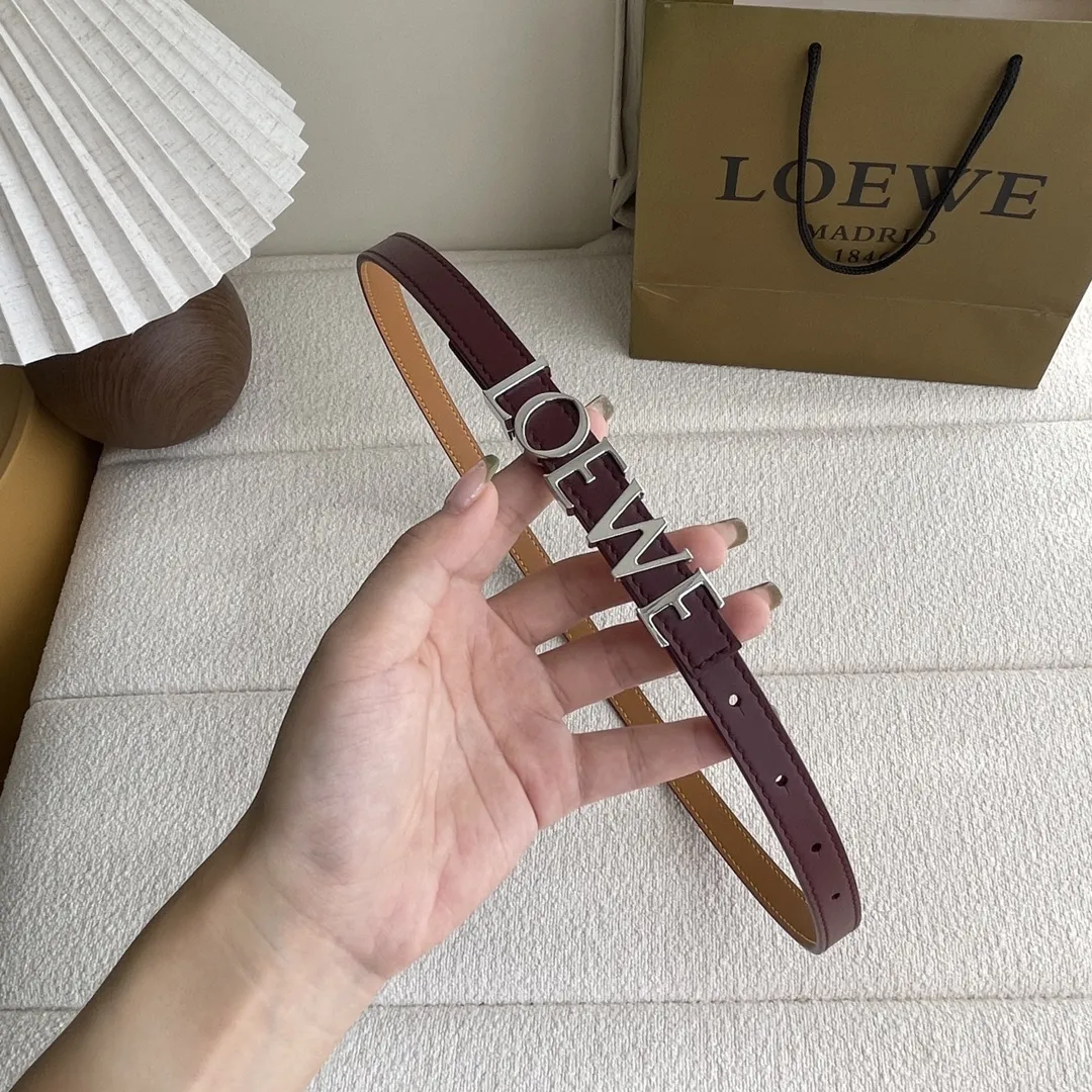 LOEWE ワインレッド 光滑牛革ベルト 1.5cm - 画像 (4)