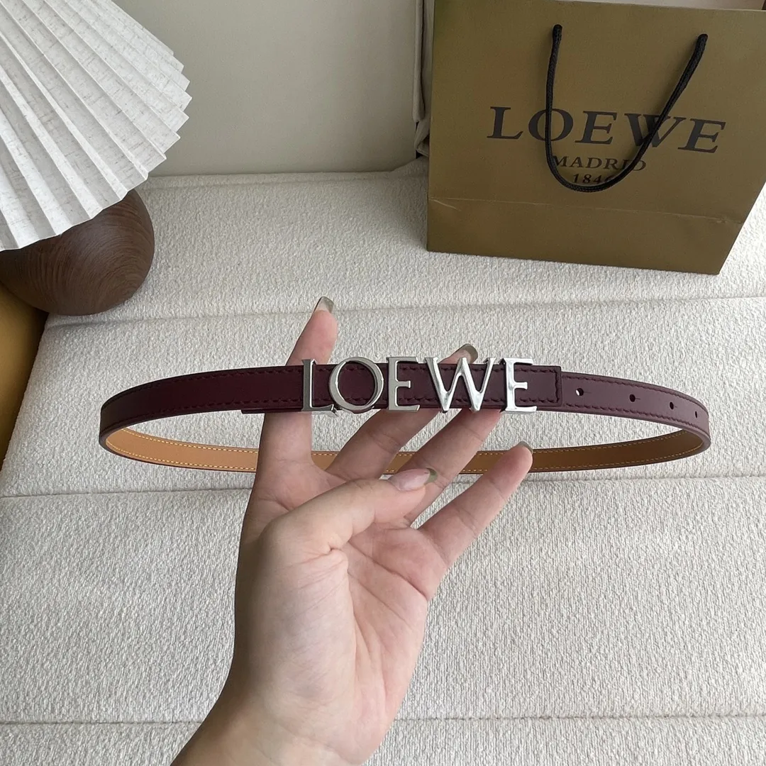 LOEWE ワインレッド 光滑牛革ベルト 1.5cm - 画像 (5)