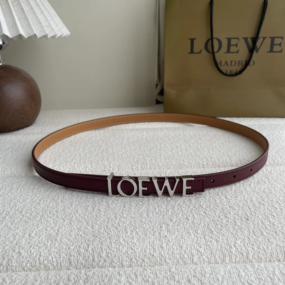 LOEWE ワインレッド 光滑牛革ベルト 1.5cm - 画像 (6)