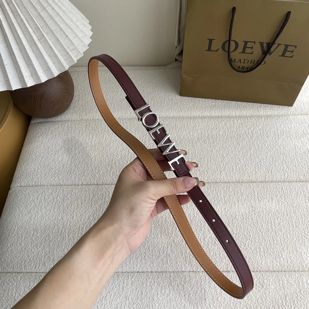 LOEWE ワインレッド 光滑牛革ベルト 1.5cm - 画像 (7)