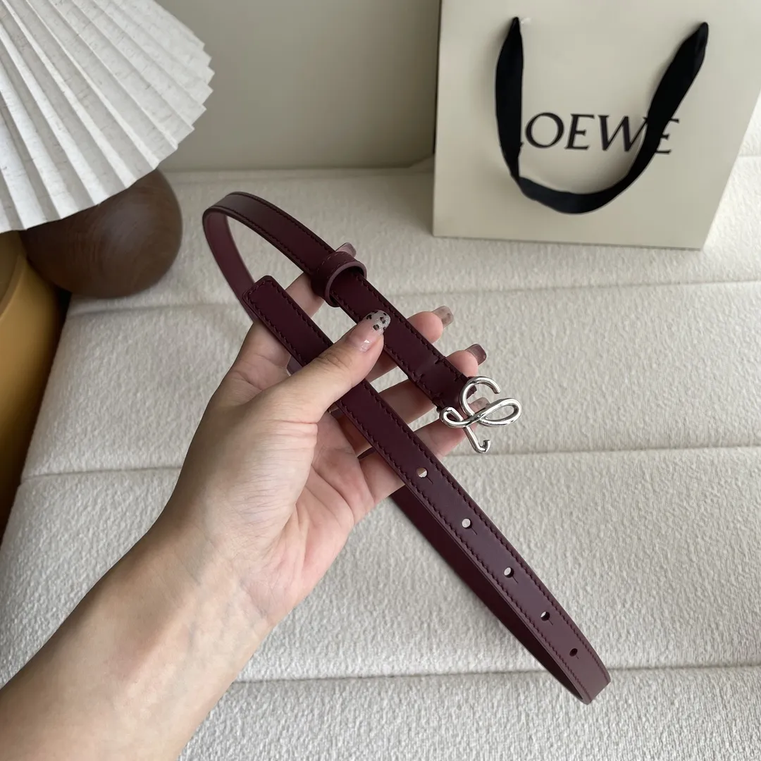 LOEWEスムースレザーベルトワインレッド1.5cm幅 - 画像 (3)