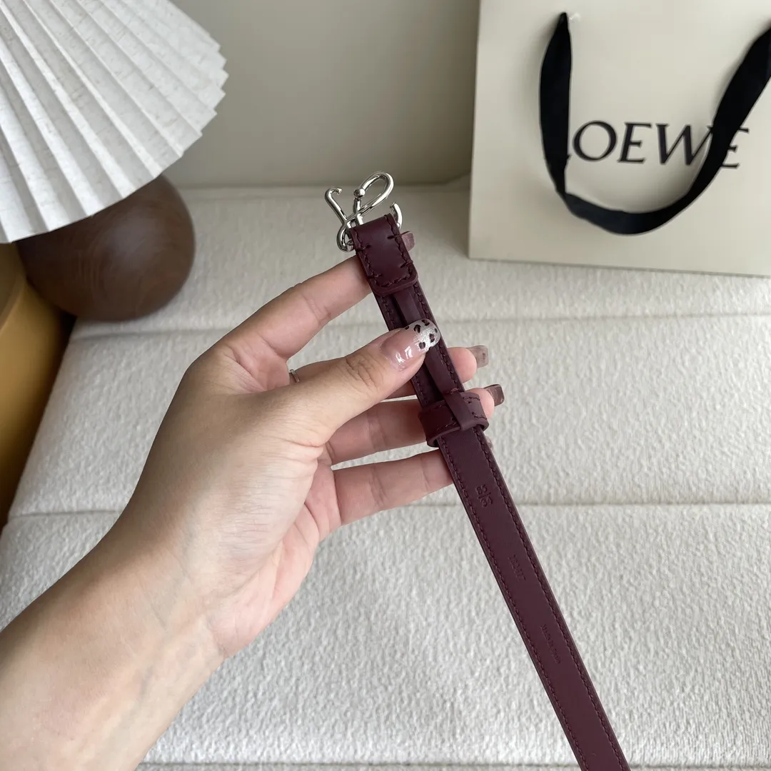 LOEWEスムースレザーベルトワインレッド1.5cm幅 - 画像 (4)