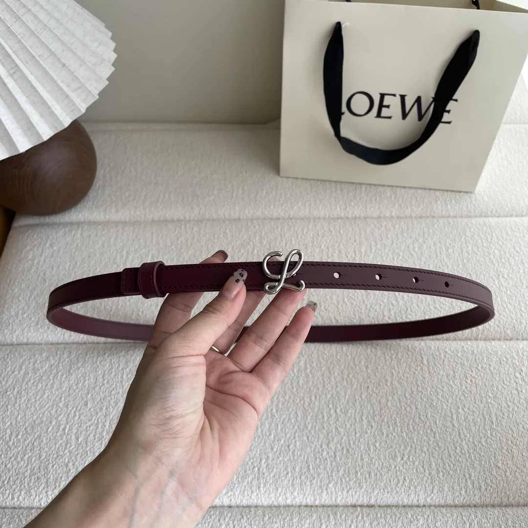 LOEWEスムースレザーベルトワインレッド1.5cm幅 - 画像 (5)
