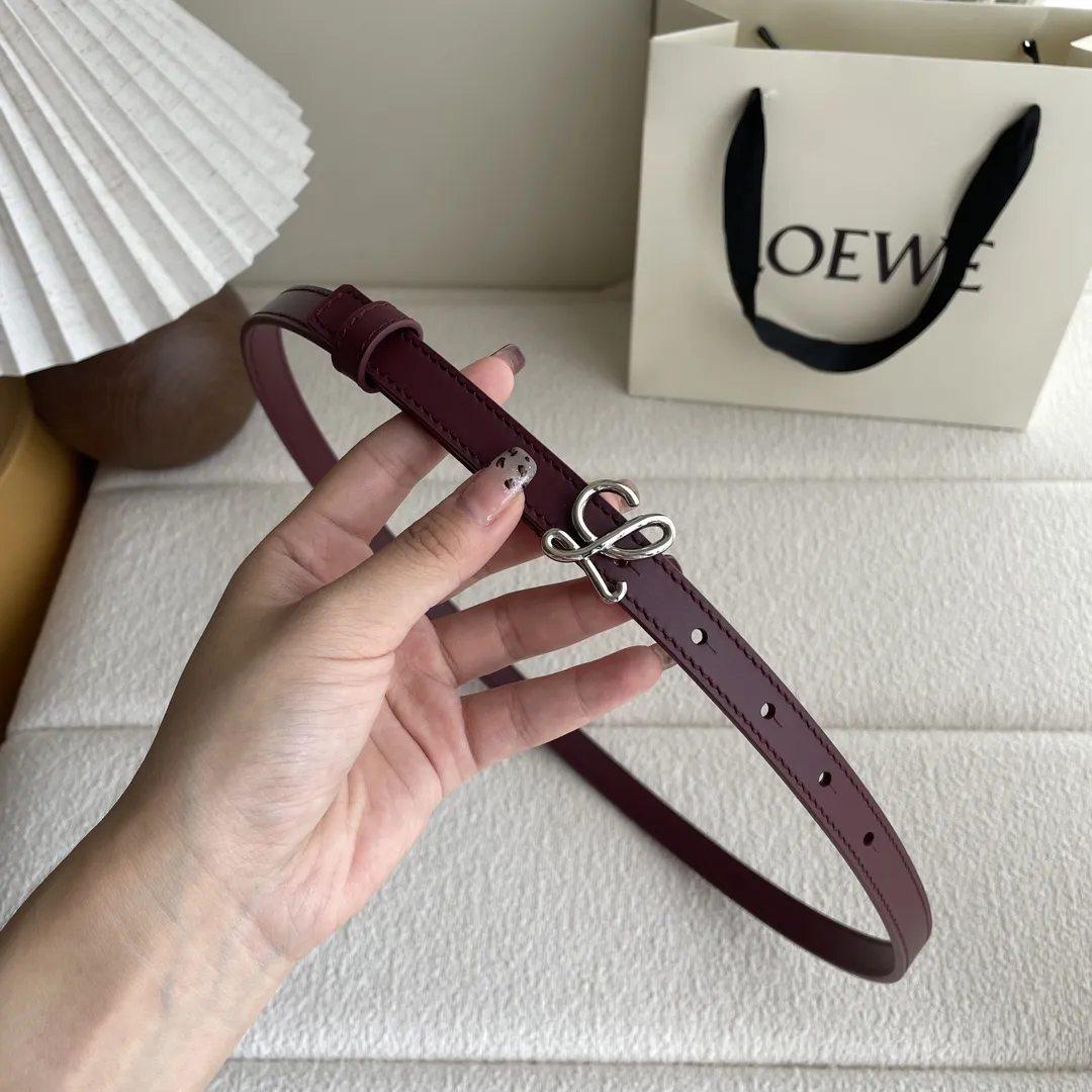 LOEWEスムースレザーベルトワインレッド1.5cm幅 - 画像 (6)