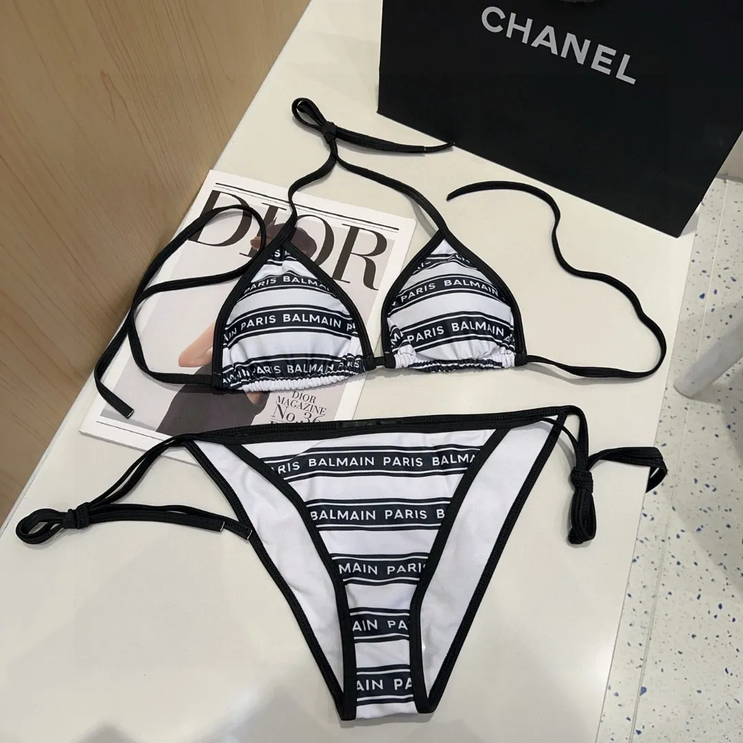 Balmain パリス バルマン ビキニ 白黒 ストライプ