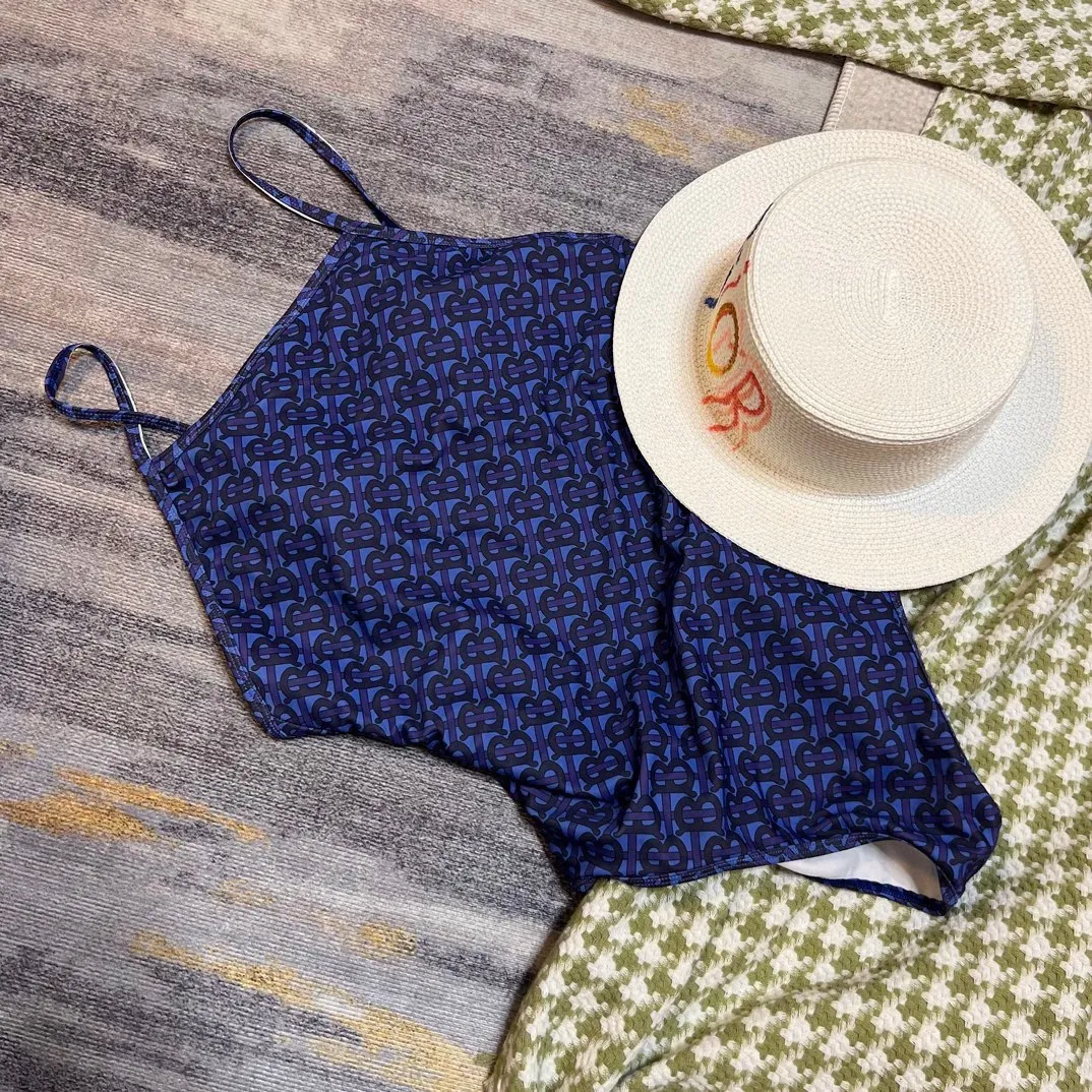 バーバリータイプBレターワンピース水着ブルー - 画像 (6)