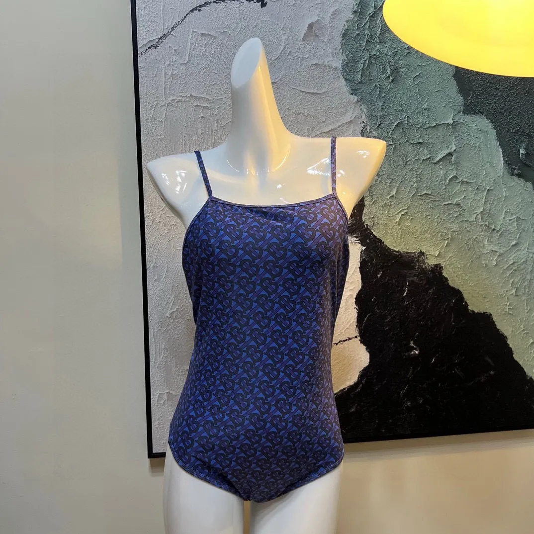 バーバリータイプBレターワンピース水着ブルー - 画像 (7)