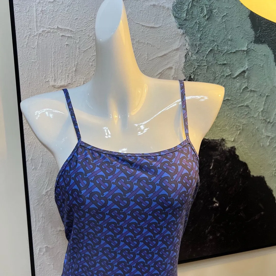 バーバリータイプBレターワンピース水着ブルー - 画像 (8)