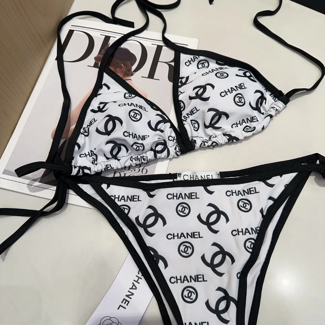 CHANEL水着黒白プリントビキニSMLサイズ - 画像 (3)