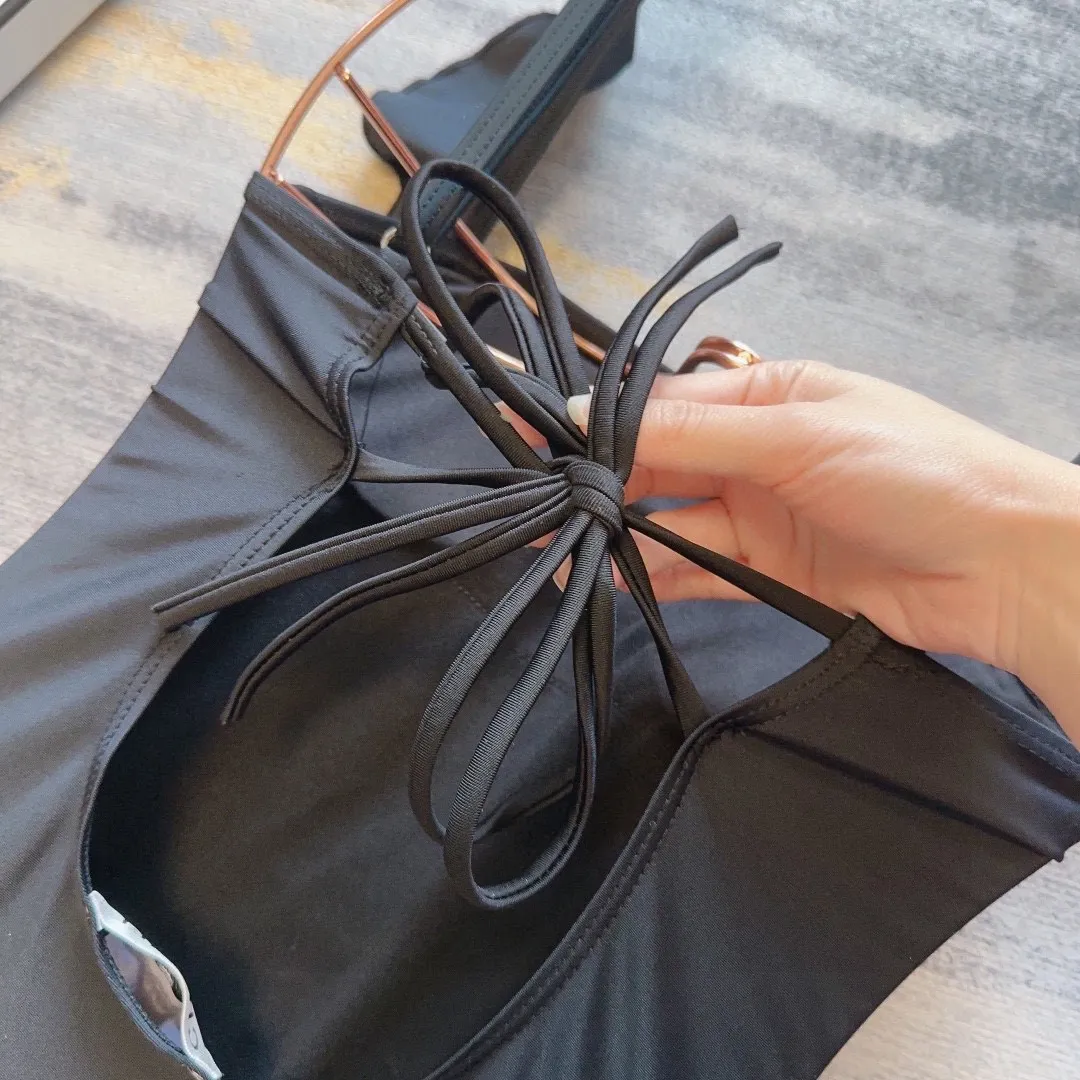 CHANEL黒ワンピース水着フリルデザインSML - 画像 (7)