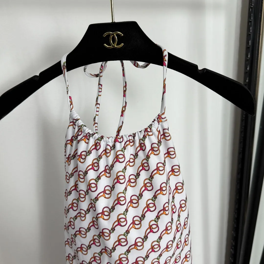 Gucci 新作チェーンプリント連体水着ホワイトブラックS-XL - 画像 (3)