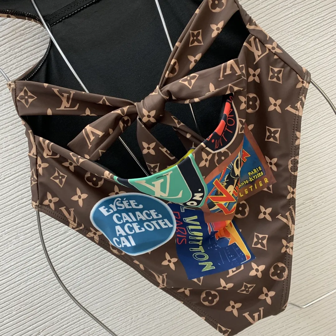 LOUIS VUITTON ダークブラウン パッチワークワンピース水着 - 画像 (10)