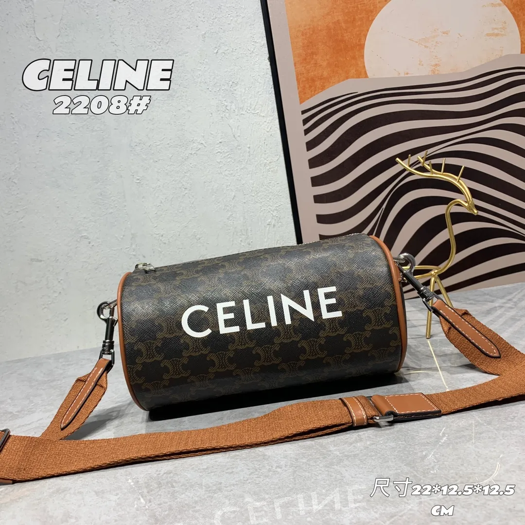 CELINE2022新しい円筒形バッグブラウンクラシックオールドフラワー