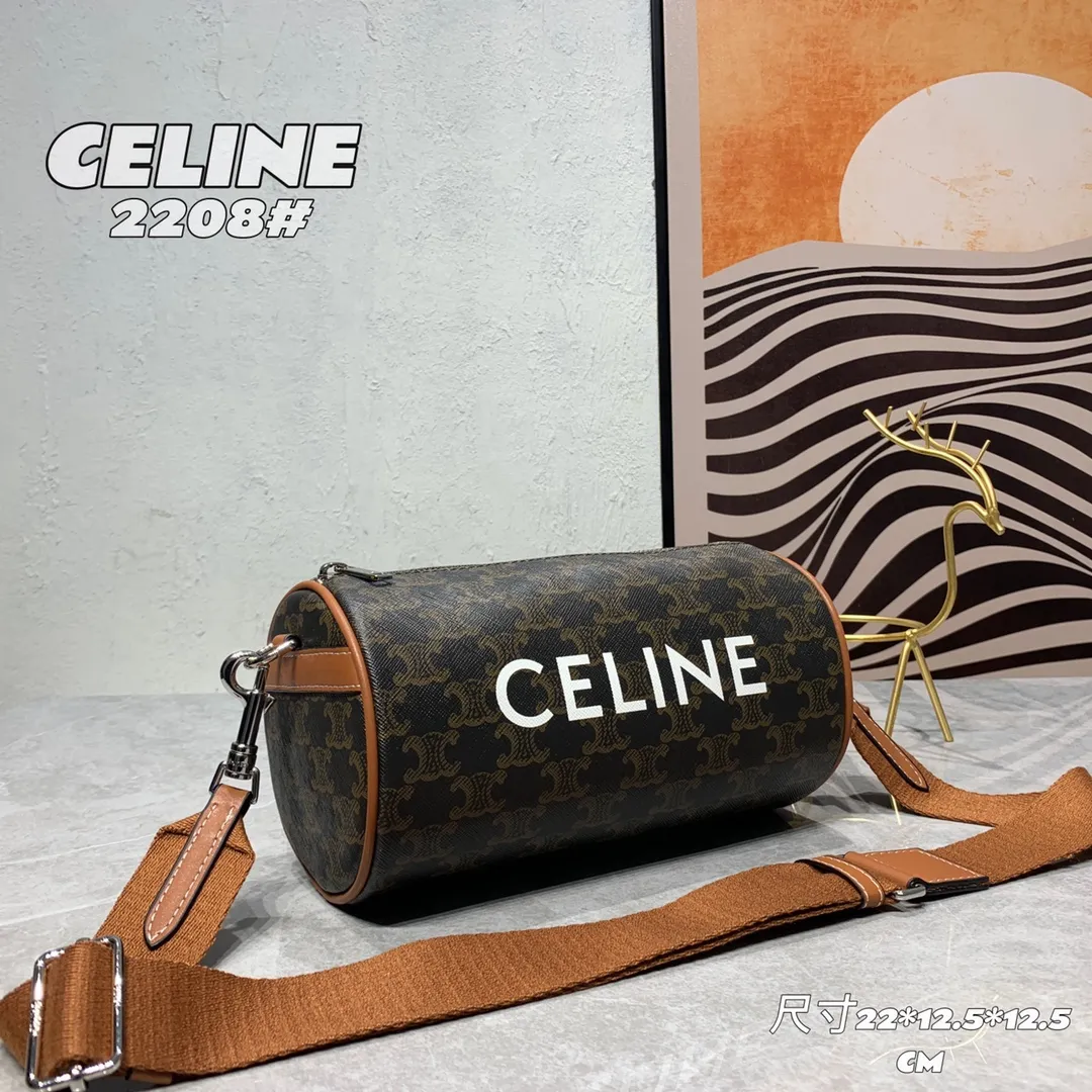 CELINE2022新しい円筒形バッグブラウンクラシックオールドフラワー - 画像 (3)