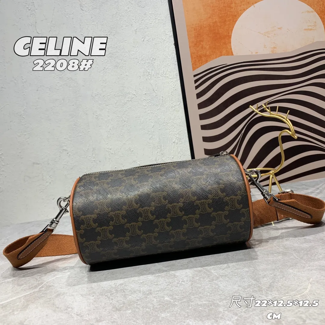 CELINE2022新しい円筒形バッグブラウンクラシックオールドフラワー - 画像 (4)