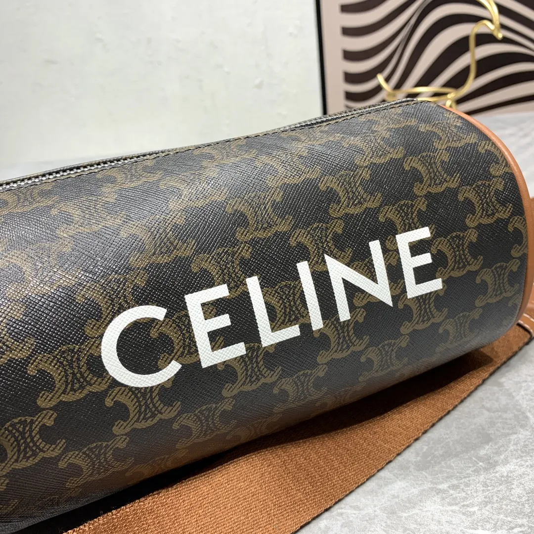 CELINE2022新しい円筒形バッグブラウンクラシックオールドフラワー - 画像 (5)