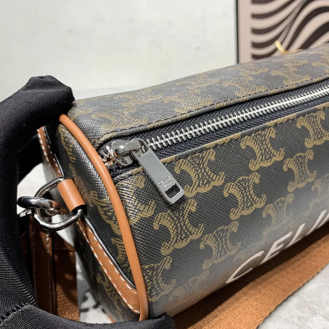 CELINE2022新しい円筒形バッグブラウンクラシックオールドフラワー - 画像 (6)