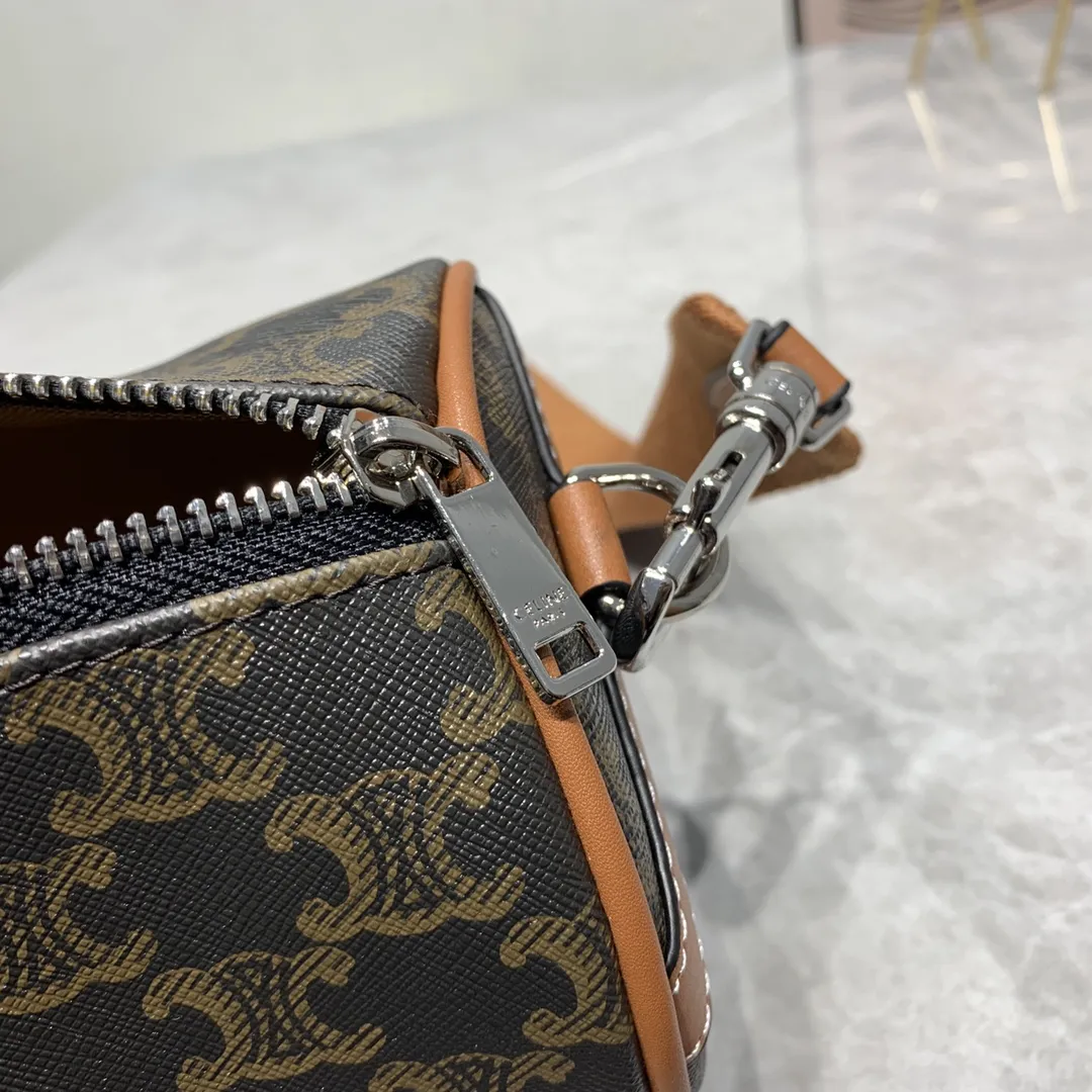 CELINE2022新しい円筒形バッグブラウンクラシックオールドフラワー - 画像 (10)