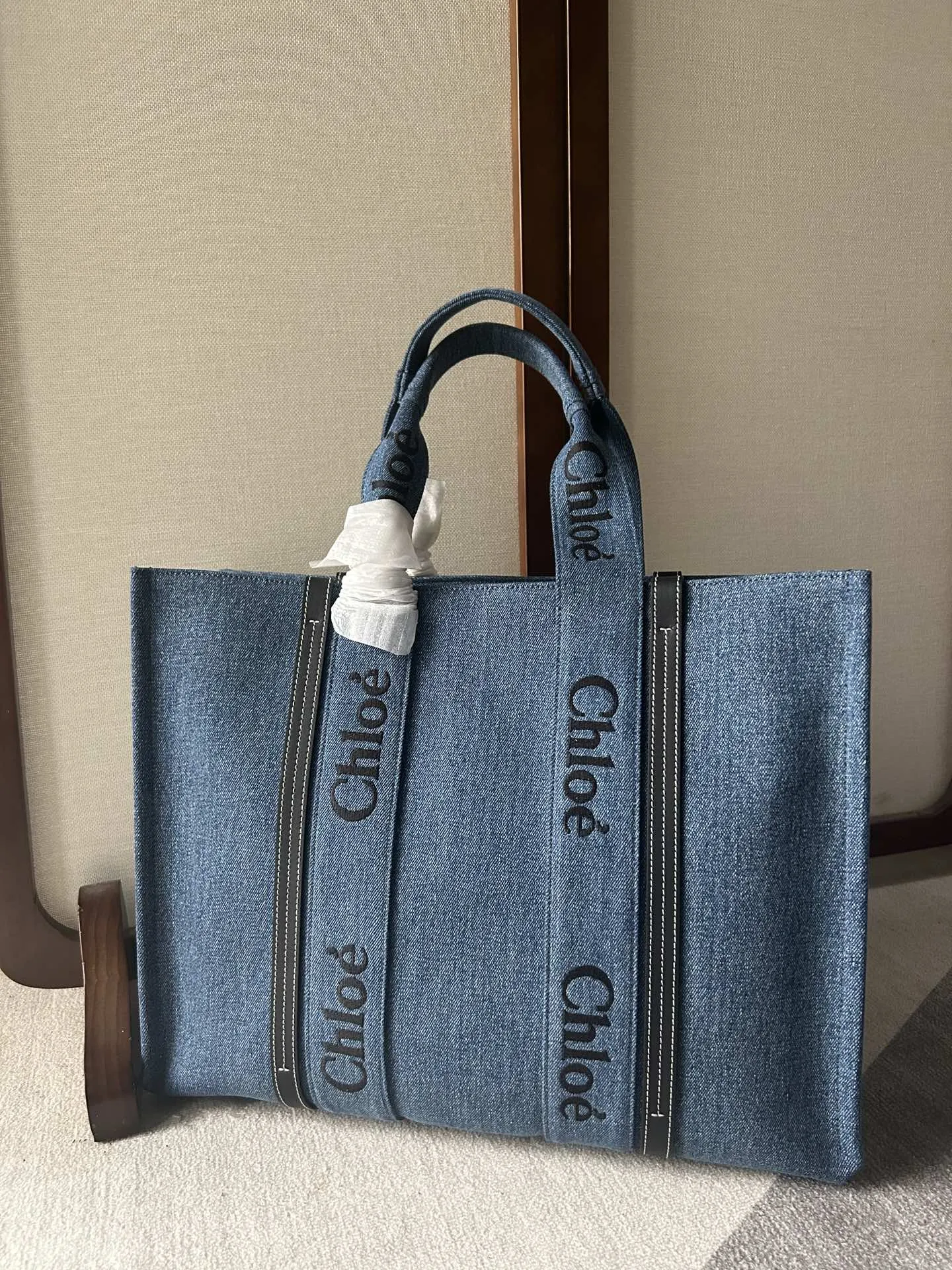 Chloé Woody Tote Bag ブルー デニム 大サイズ