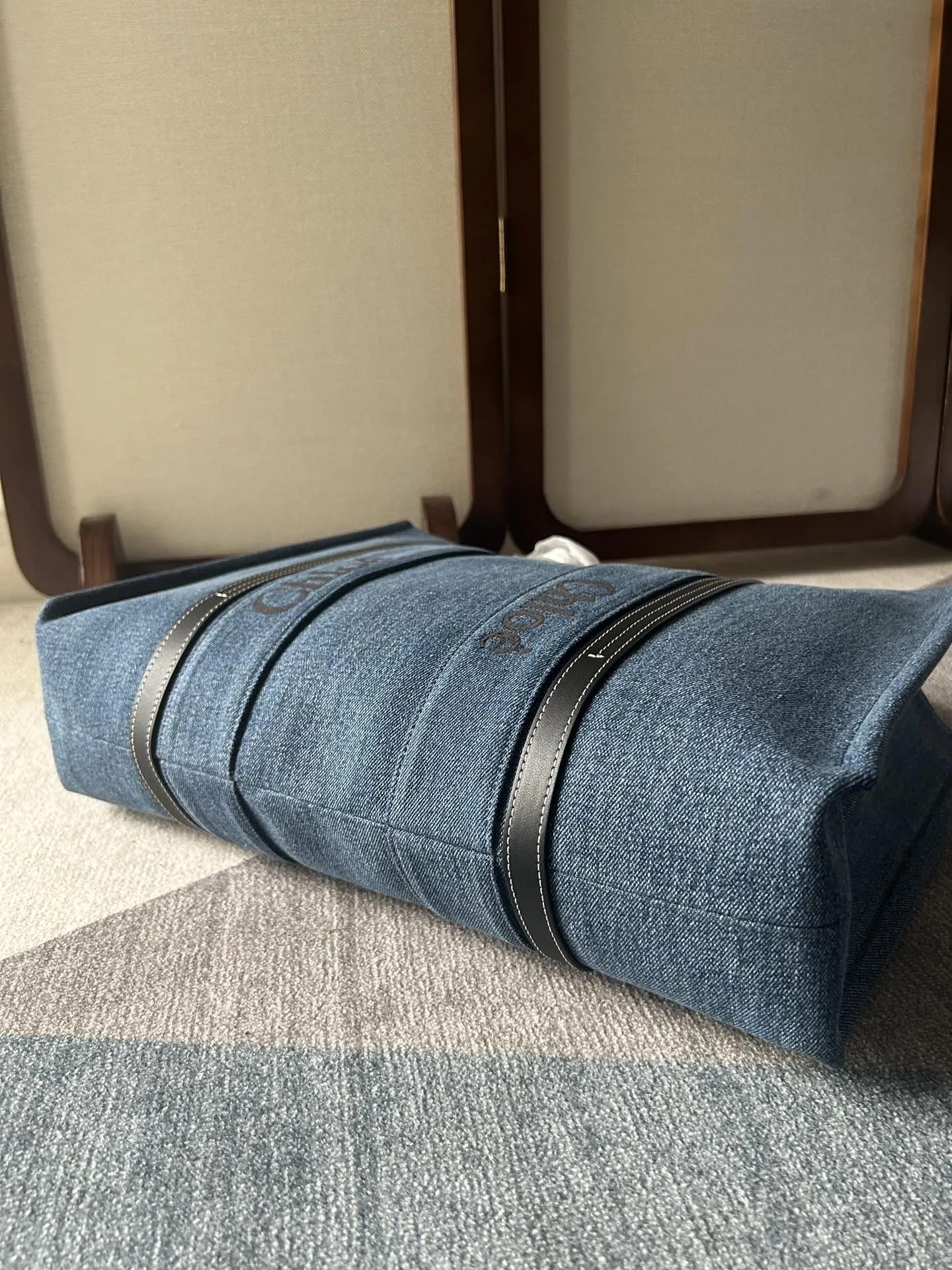 Chloé Woody Tote Bag ブルー デニム 大サイズ - 画像 (4)