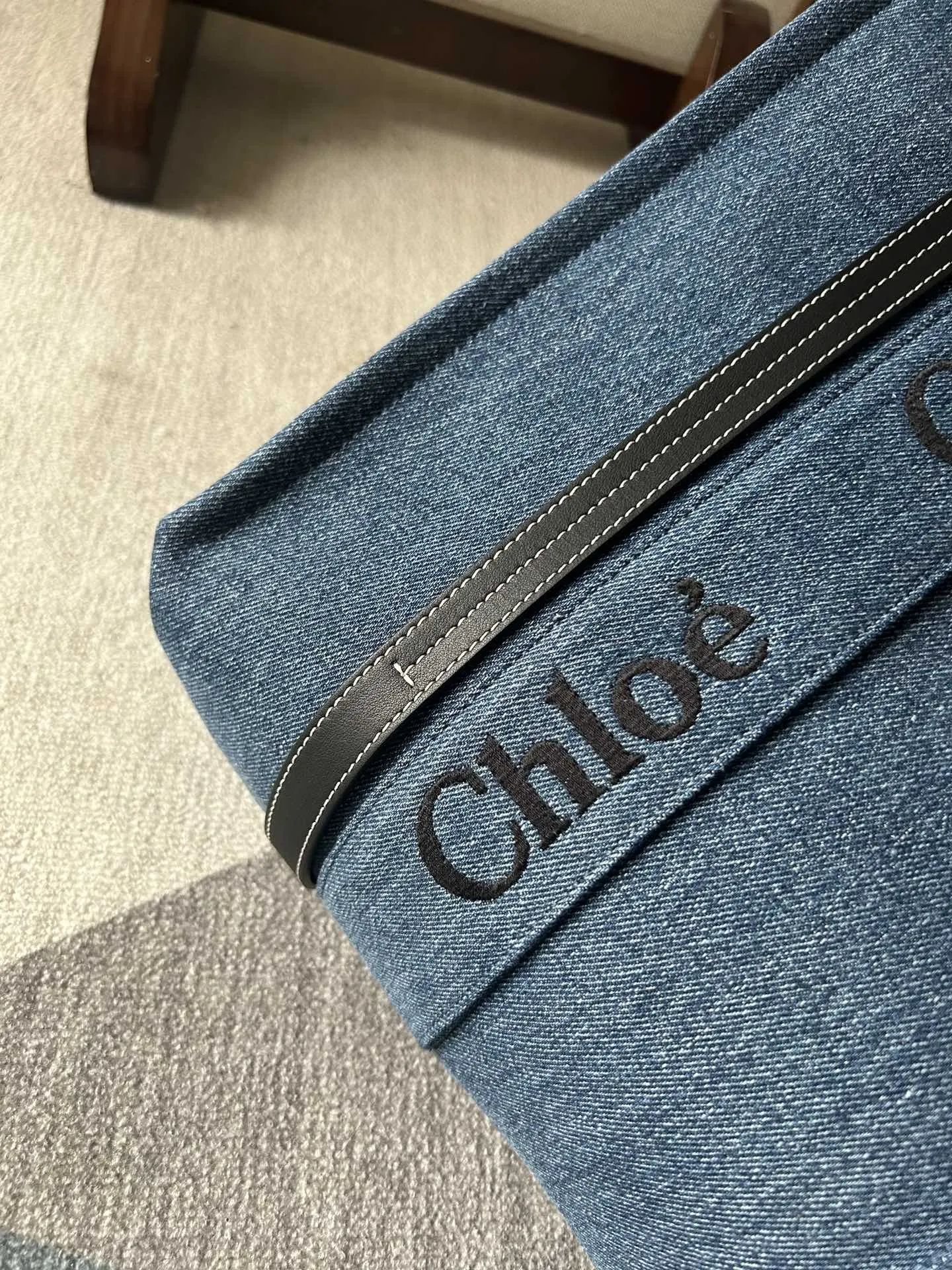 Chloé ウッディトートバッグ ブルー デニム中サイズ - 画像 (6)