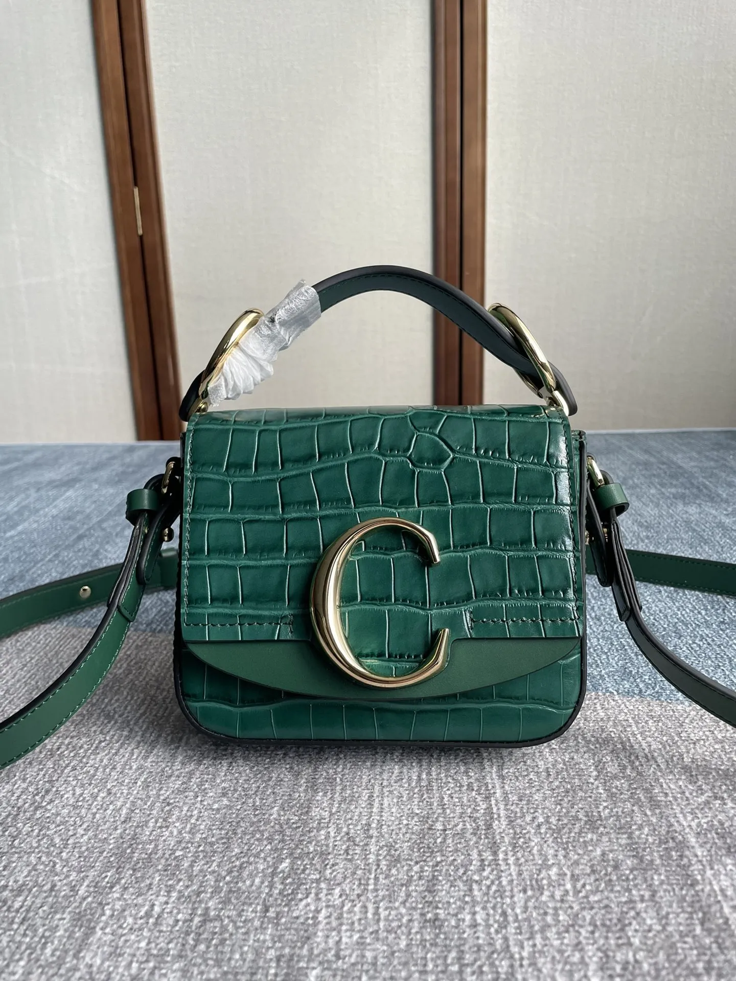 Chloé C Bag グリーン クロコダイル柄