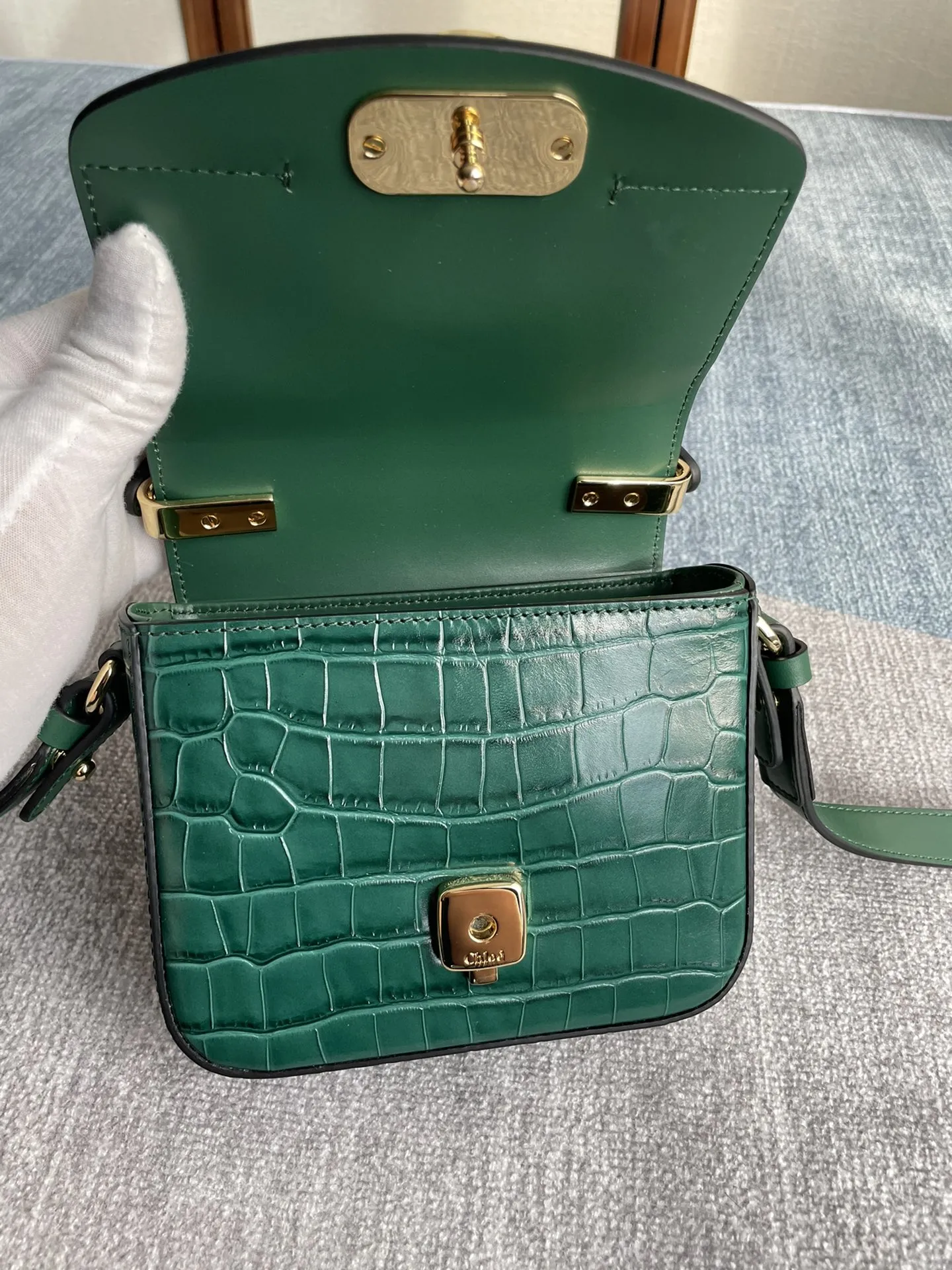 Chloé C Bag グリーン クロコダイル柄 - 画像 (8)