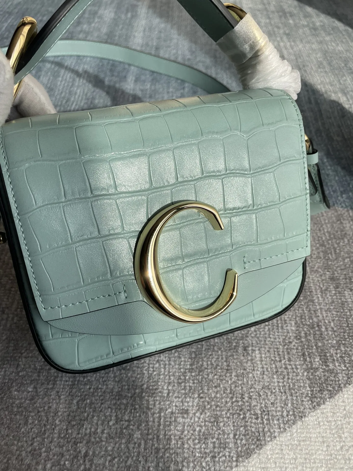Chloé C Bag ライトブルー クロコ型押し - 画像 (6)