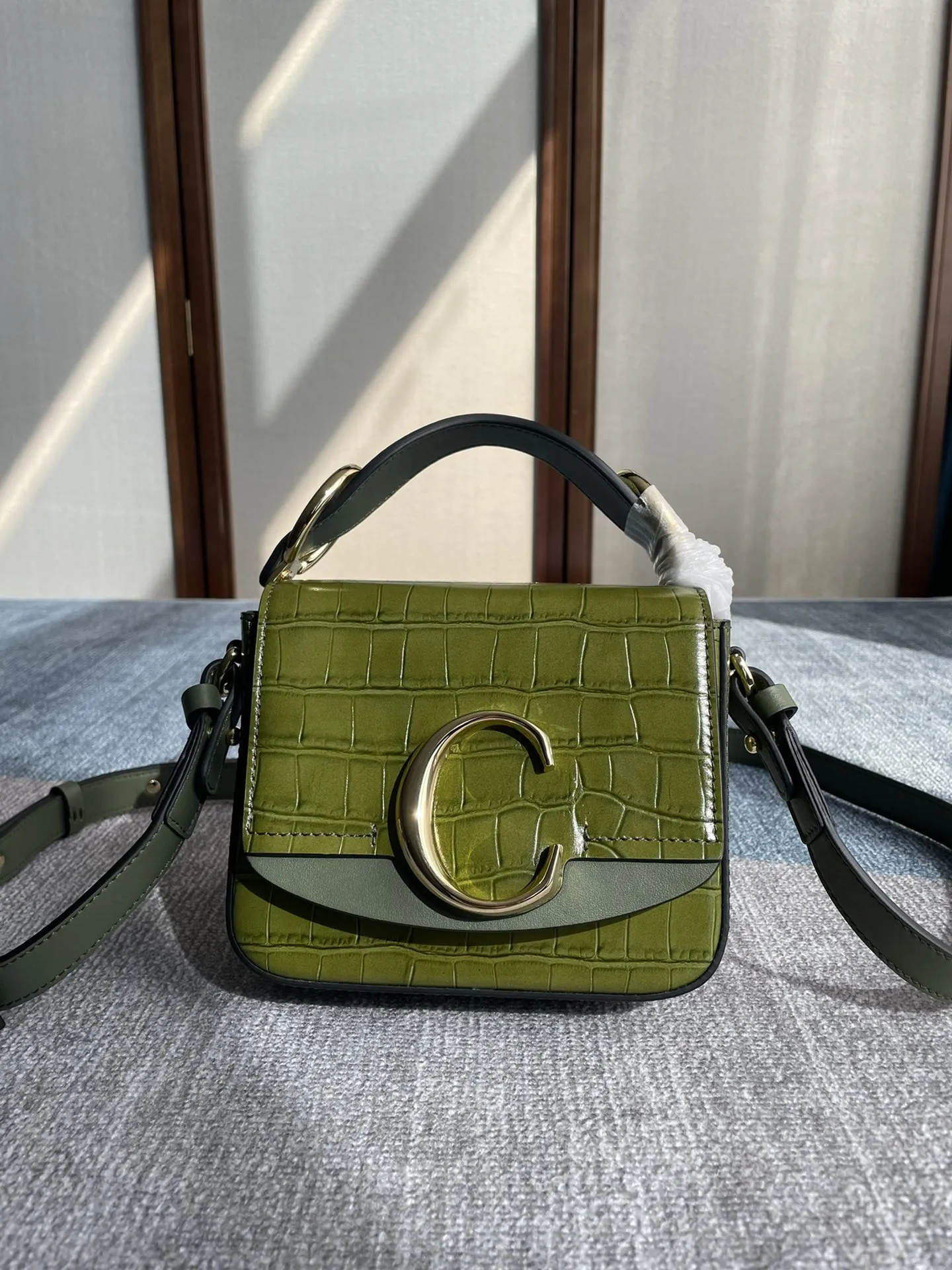 Chloé C Bag グリーン クロコダイル柄