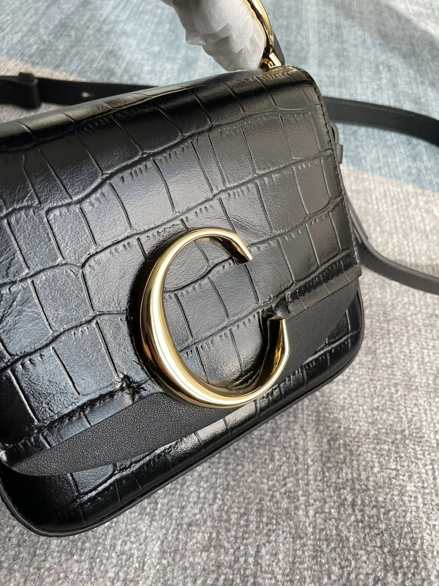 Chloé C Bag ブラック クロコダイル柄 - 画像 (6)