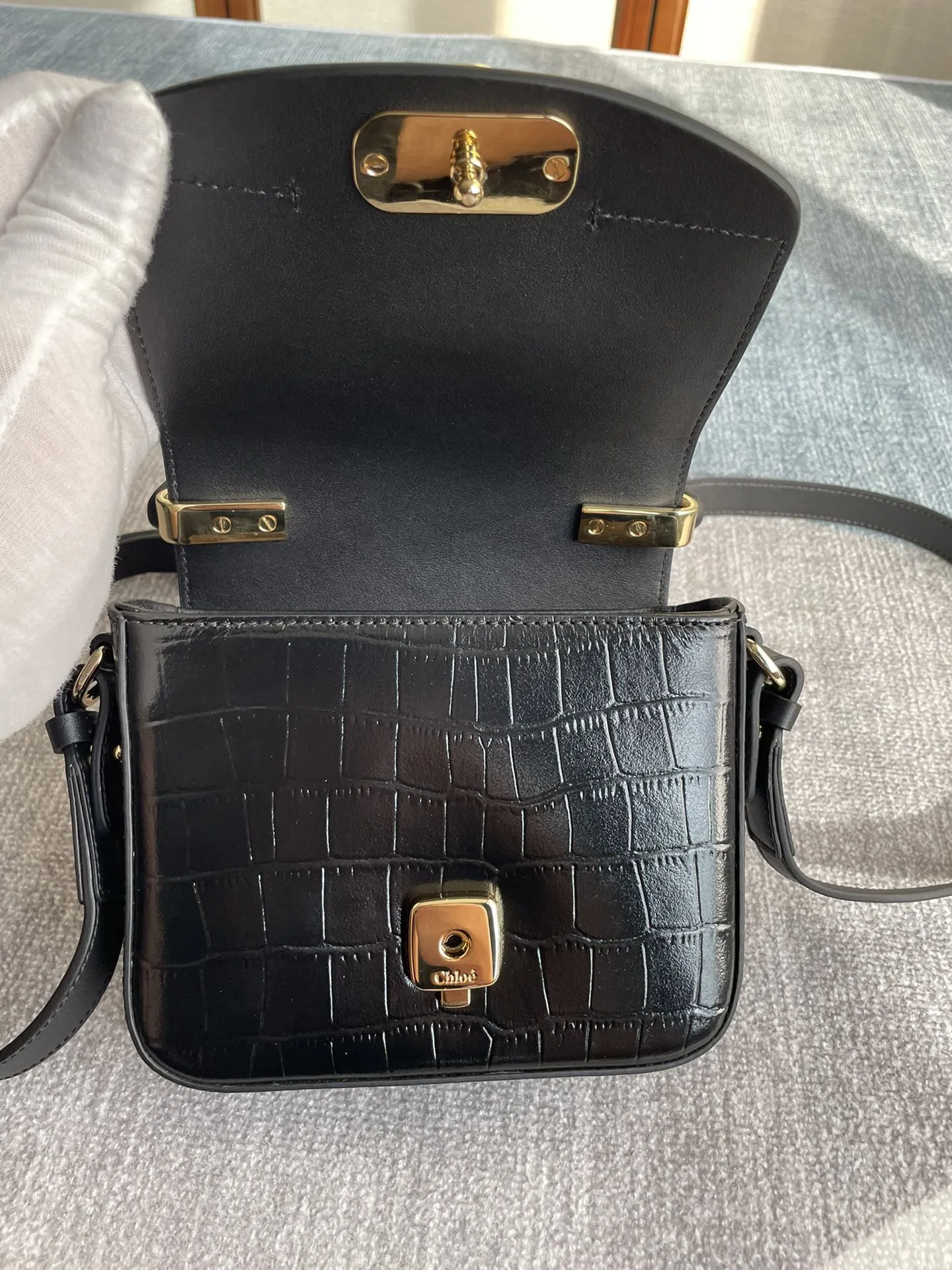 Chloé C Bag ブラック クロコダイル柄 - 画像 (8)