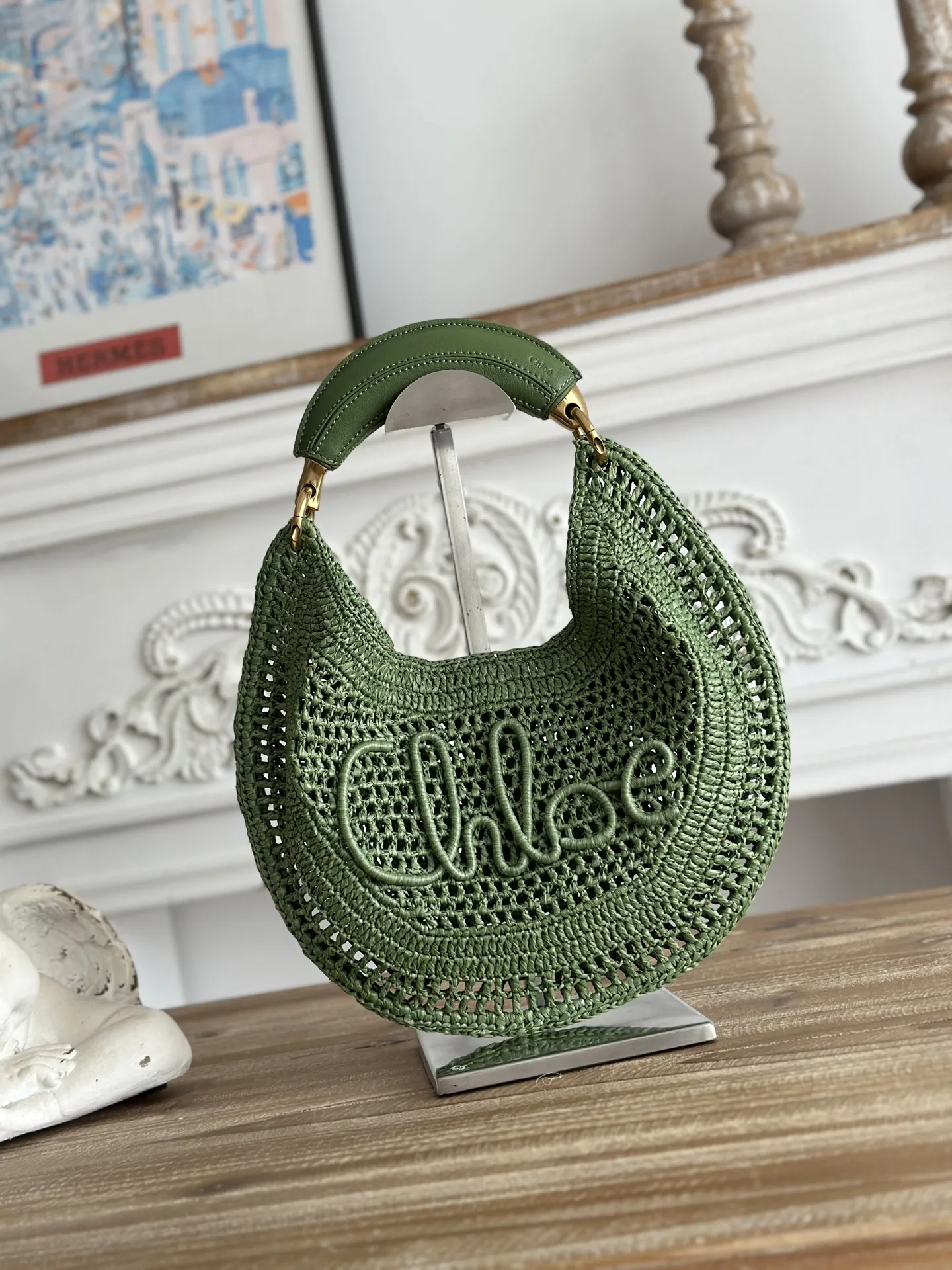 Chloé Summer Banana グリーン編みバッグ