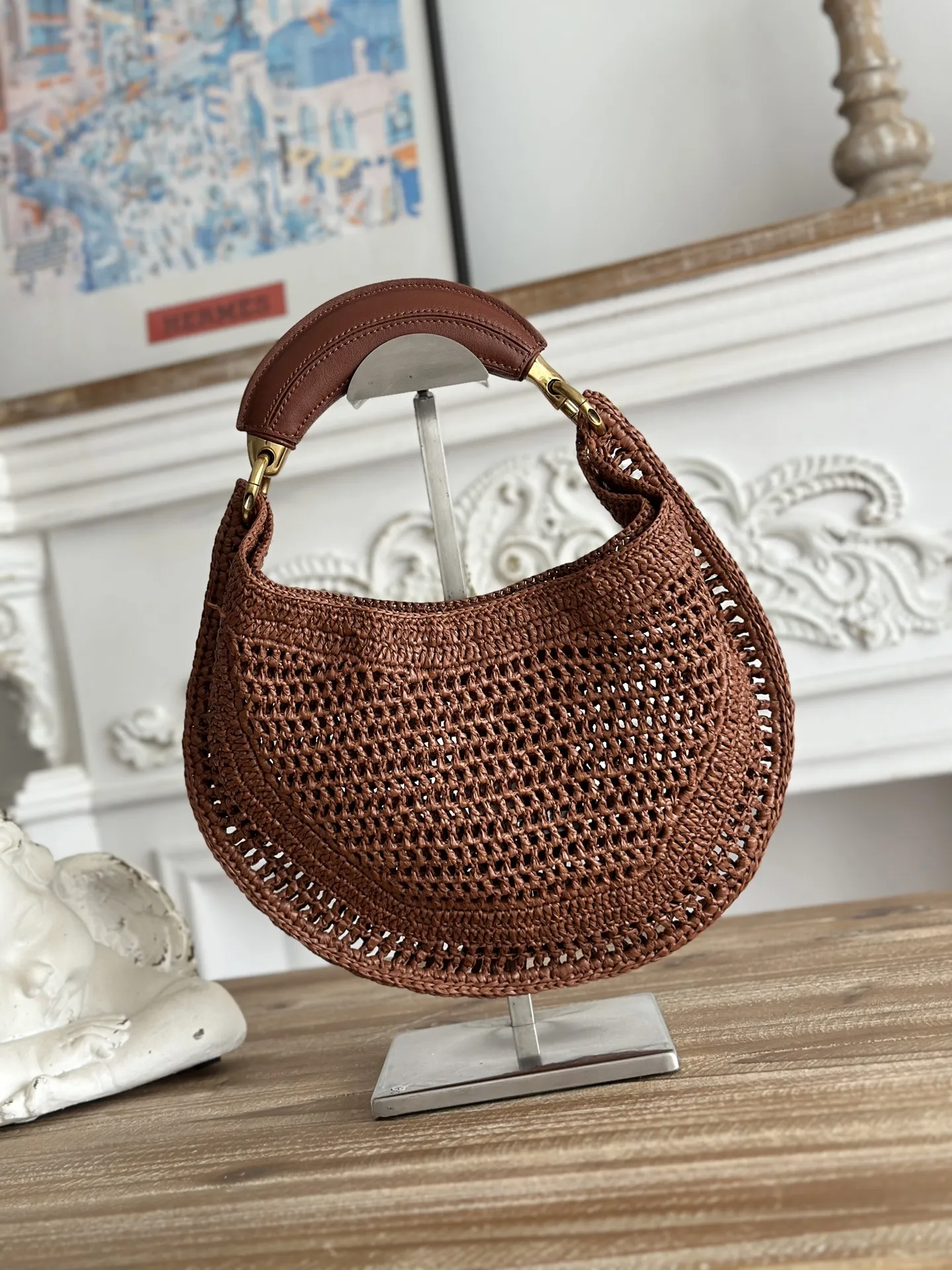 Chloé Summer Banana ブラウン ラフィア編みバッグ - 画像 (4)