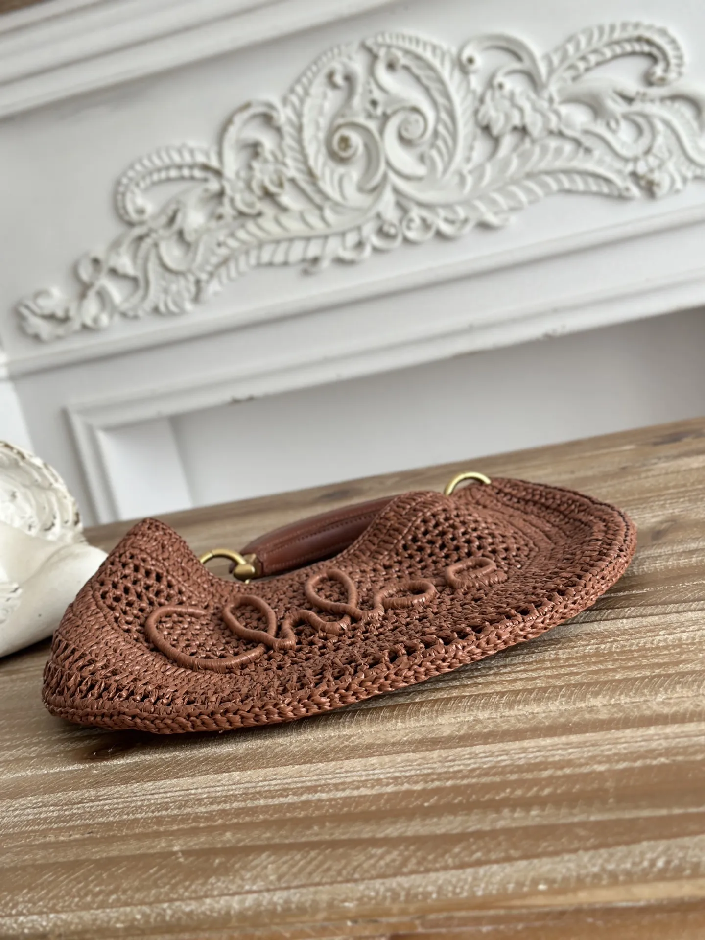 Chloé Summer Banana ブラウン ラフィア編みバッグ - 画像 (6)