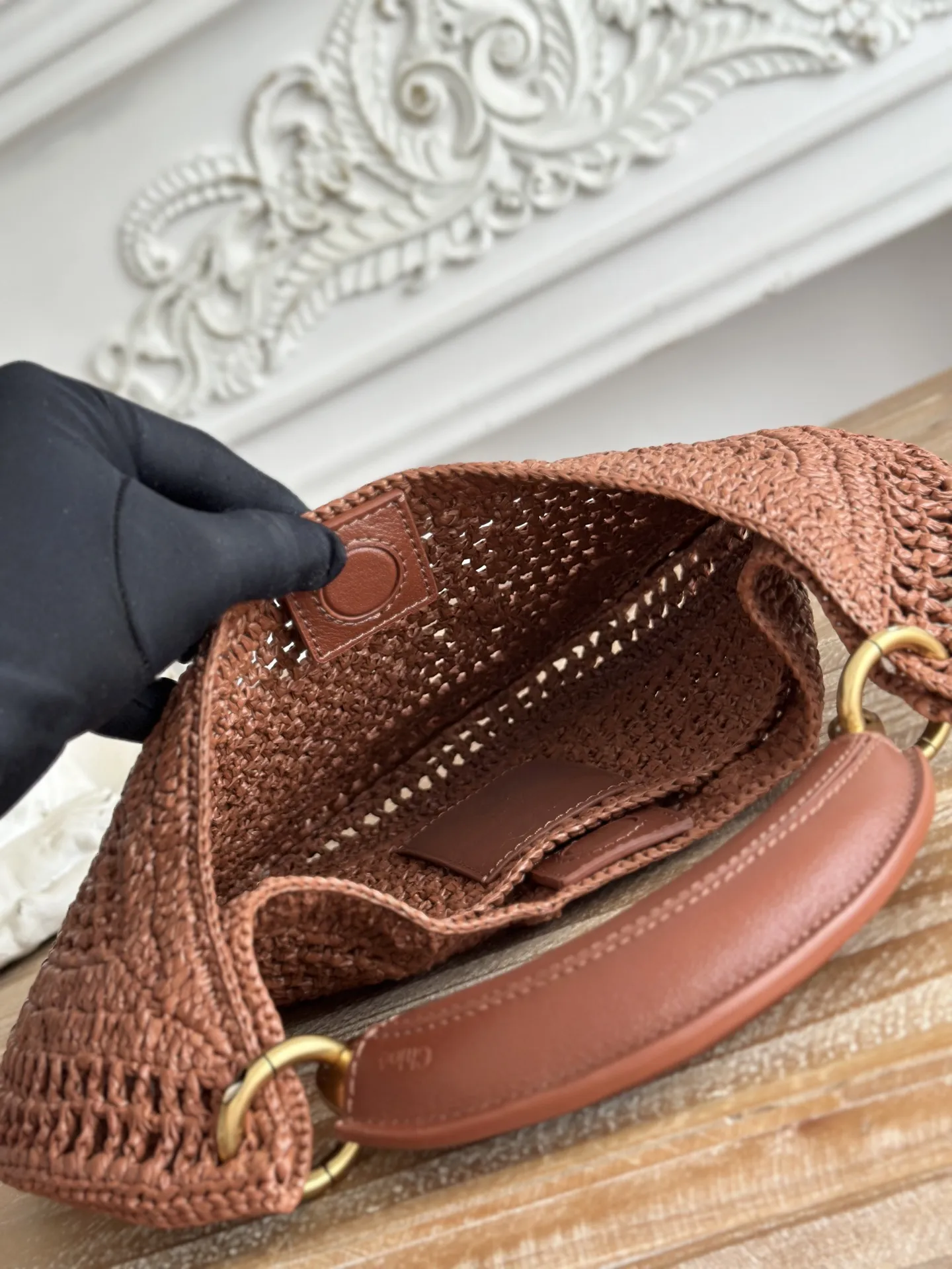 Chloé Summer Banana ブラウン ラフィア編みバッグ - 画像 (9)