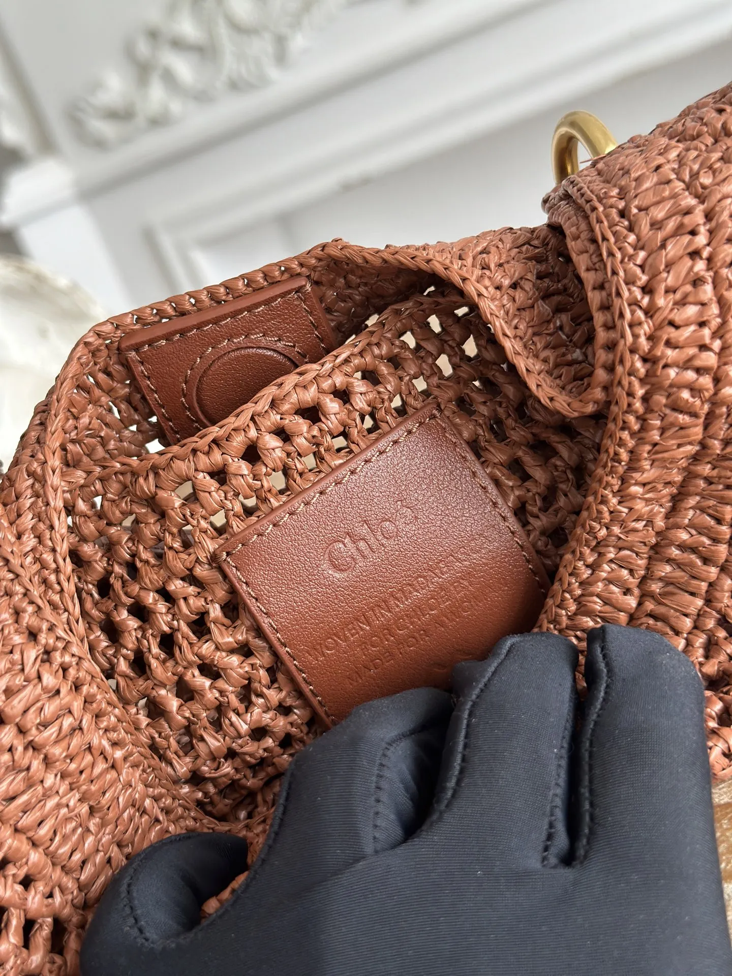 Chloé Summer Banana ブラウン ラフィア編みバッグ - 画像 (10)