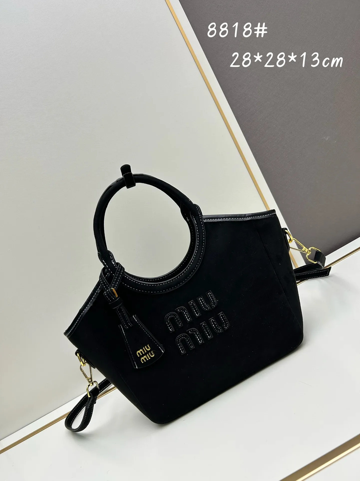 Miu Miu ブラックスエードトートバッグ8818小号