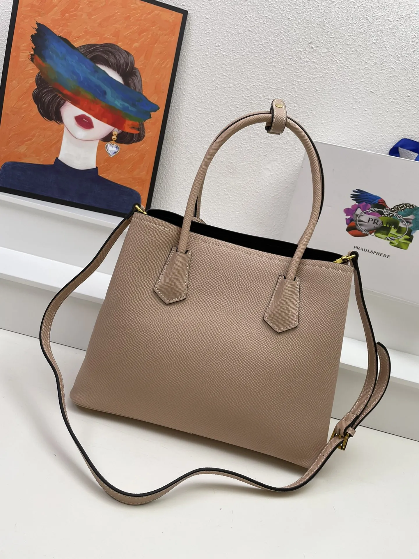 プラダ 2756# ベージュ クロスグレイン ショルダーバッグ - 画像 (3)