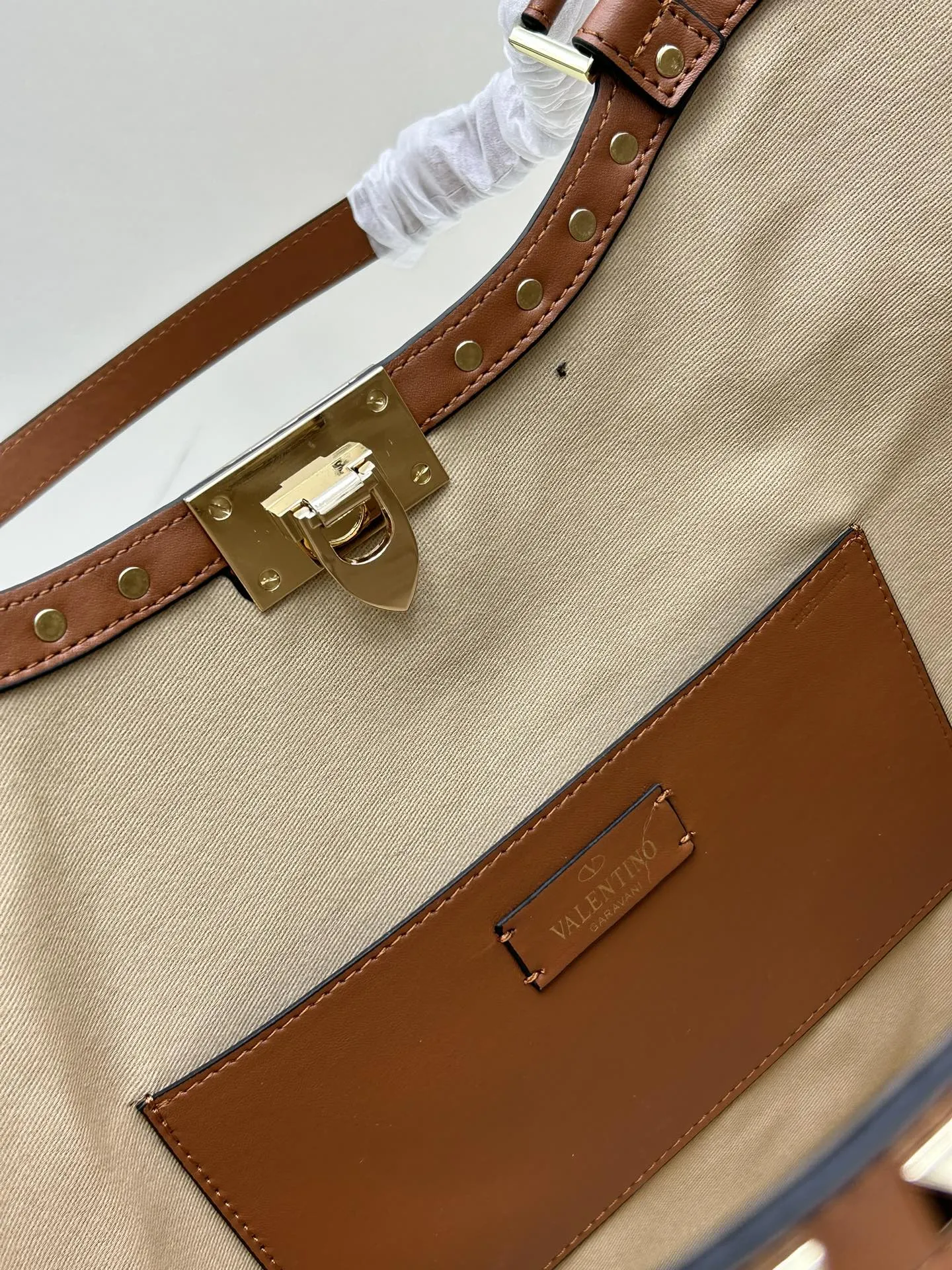 Valentino華倫天奴ベージュラフィアトートバッグ - 画像 (9)