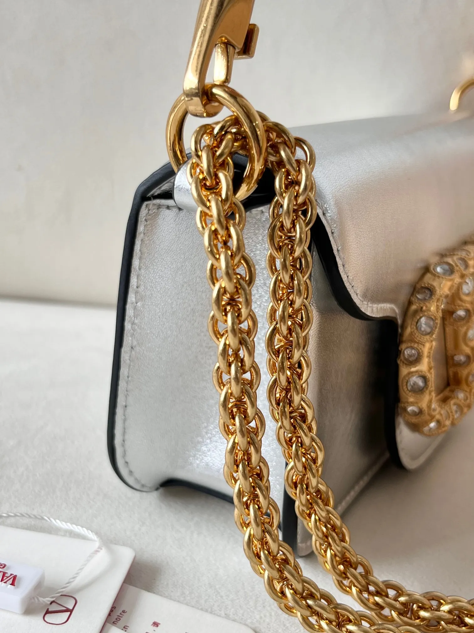 Valentino シルバー カalfレザー ハンドバッグ - 画像 (10)