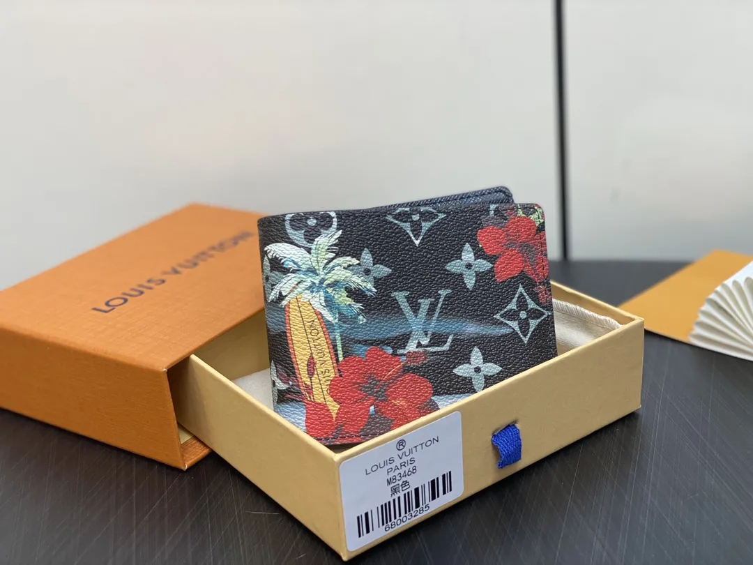 ルイ・マラソン スレンダーウォレット M83468 ブラックフローラル