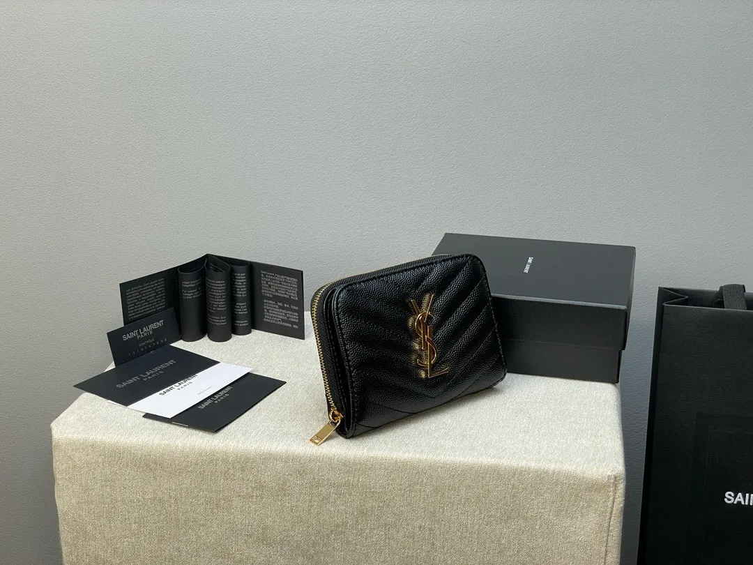サンローラン カサンドル マトラッセ ウォレット ブラック ゴールド - 画像 (3)