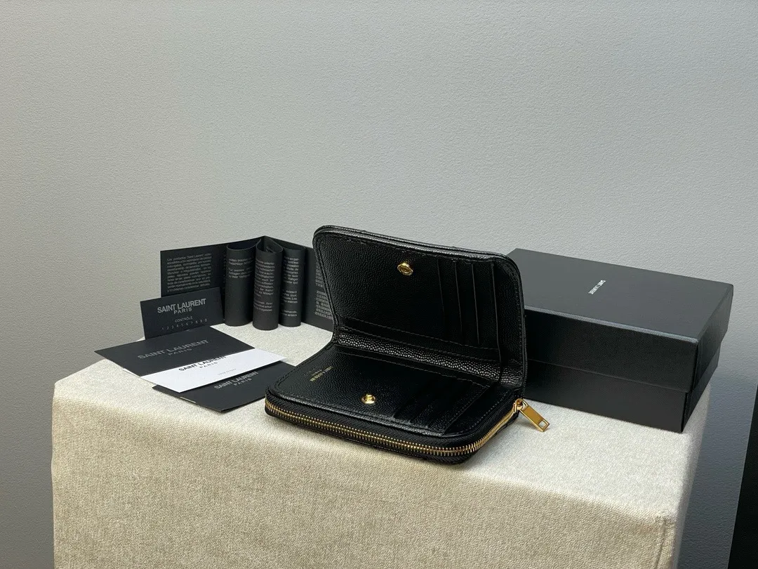 サンローラン カサンドル マトラッセ ウォレット ブラック ゴールド - 画像 (9)
